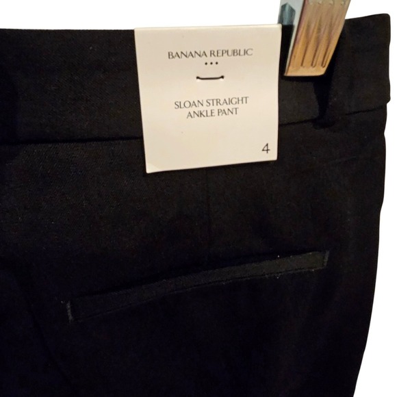 Banana Republic Sloan Straight Ankle Pant Black High Rise Size 4 New - Picture 4 of 5
